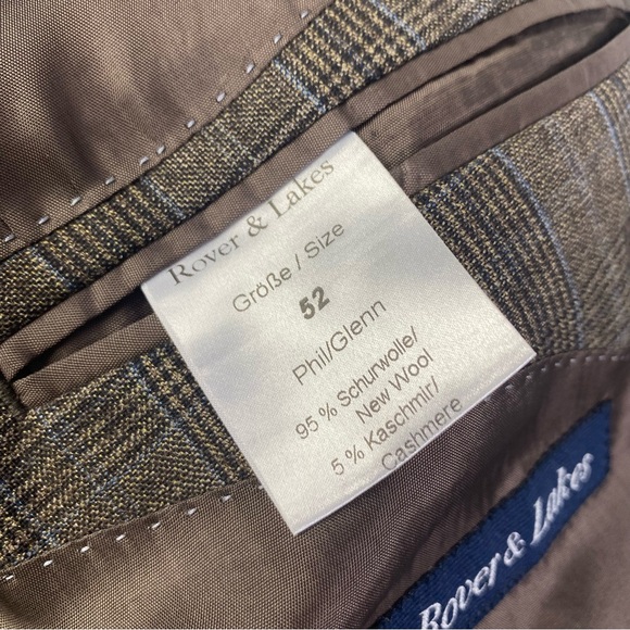 Rover & Lakes Wool Cashmere Suit Brown Plaid Jacket 46” Pants 34X32.5 AU Sz 52 - Picture 5 of 16